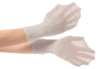 Socks on the hands isolated
