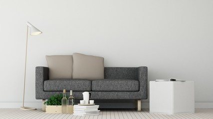 The interior hotel relax space 3d rendering and white background