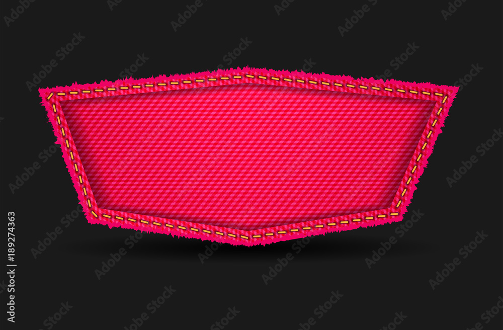 Poster Vector label jeans red texture background