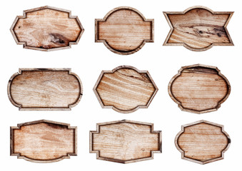 Wood sign isolated on white background,