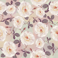 Obraz na płótnie Canvas seamless pattern of watercolor roses