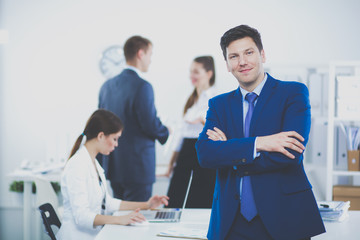 Business people working with laptop in an office. Business people . working