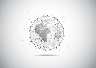 Global network connection. World map point and line composition concept of global business. Vector Illustration