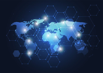 Global network connection. World map point and line composition concept of global business. Vector Illustration