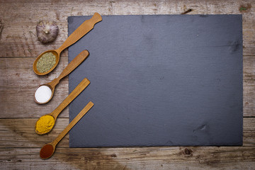 Stone cutting board and spices