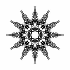 Abstract star arabesque in black color on white background. Ancient Geometrics Mandala. Vector Illustration.