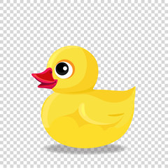 rubber or plastic duck toy for bath isolated on transparent