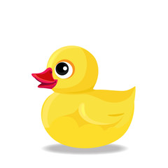 yellow rubber or plastic duck toy for bath isolated on white