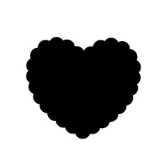 Black silhouette of wavy heart isolated on white background.