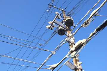 雪と電柱
