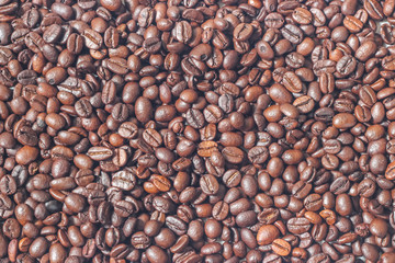 Coffee beans close-up, background