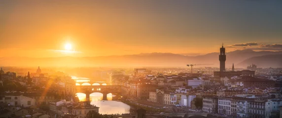 Foto op Canvas Arno rivier en basiliek bij zonsondergang Florence, Italië © boule1301
