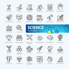 Science, scientific activityelements - minimal thin line web icon set. Outline icons collection. Simple vector illustration.