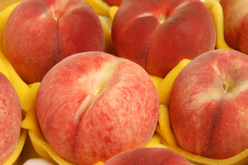 Fresh  peaches in the box ready for sale