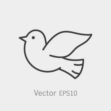 Symbol of Peace Dove. Thin line Icon. Stroke Pictogram Graphic for Web Design. Vector Symbol Concept.