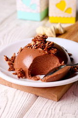 Chocolate panna cotta - traditional North Italian dessert made of cream, sugar and vanilla