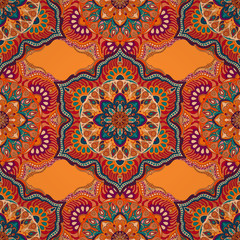 Ornate floral seamless texture, endless pattern with vintage mandala elements.