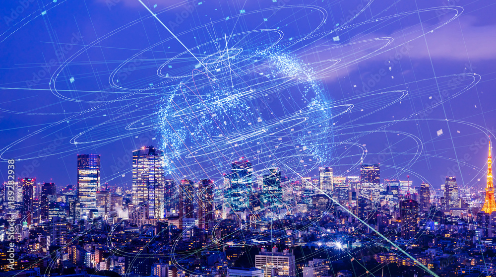 Poster global communication network concept.