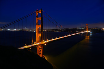 Fototapeta na wymiar Night at the Golden Gate Bridge, San Francisco