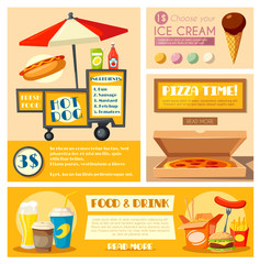 Fast food vendor menu vector poster banner