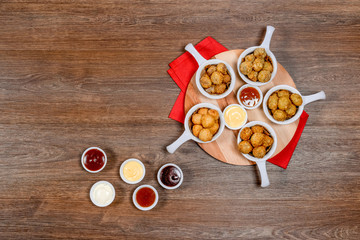 Meatballs appetizer with sauces