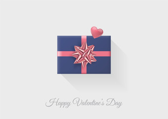 Colorful wrapped gift box with ribbon. 2018 Festive vector illustration. Flat decoration.