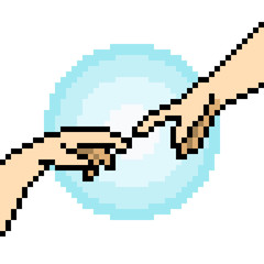 Obraz premium vector pixel art beautiful hand gesture