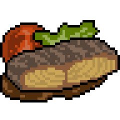 vector pixel art food steak fish