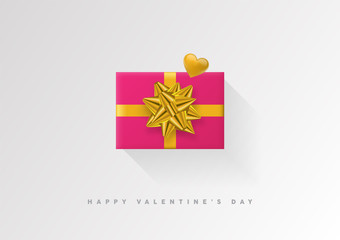 Colorful wrapped gift box with ribbon. 2018 Festive vector illustration. Flat decoration.