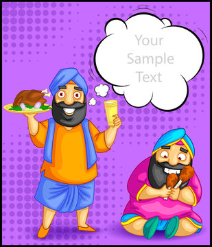 cartoon style Punjabi character illustration