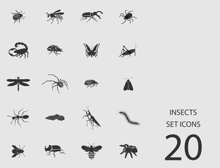Insects set of flat icons. Vector illustration