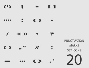Punctuation marks set of flat icons. Vector illustration