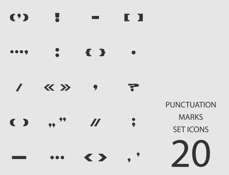Punctuation marks set of flat icons. Vector illustration
