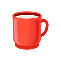 Red cup of milk cartoon vector Illustration