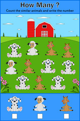 Education counting game of animals for preschool children