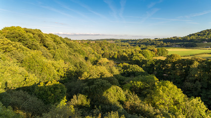 View from the Pontcysyllte Aqueduct with the Cefn-Mawr Viaduct in the background, near Trefor in Wrexham, Wales, UK