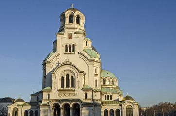 Fototapeta na wymiar Fragment of beauty St. Alexander Nevsky Cathedral in Sofia, Bulgaria 
