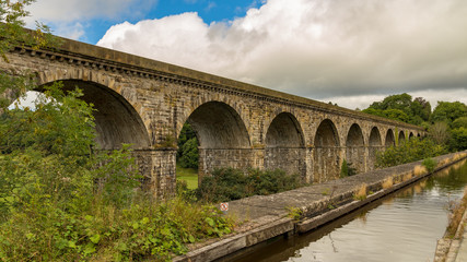 Fototapeta na wymiar View over the Chirk Aqueduct & Viaduct, near Wrexham, Wales, UK
