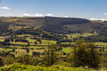 Denbighshire landscape seen from the Panorama Walk near Llangollen, Denbighshire, Wales, UK