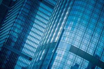 Obraz premium detail shot of modern business buildings in city