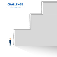 Businessman starting professional work with challenges. Career corporate ladder concept vector illustration. Vector illustration.