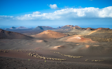 Volcanic landscape at Timanfaya National Park, Lanzarote Island, Canary Islands, Spain