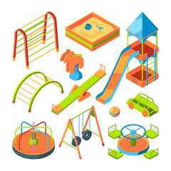 Kids playground. Isometric pictures set