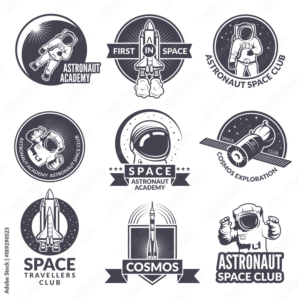 Canvas Prints emblems, labels or logos of space theme with illustrations of space and astronauts