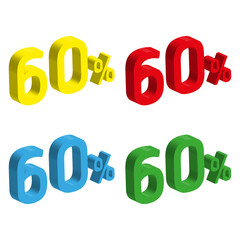 3D 60 percent number set for promotion sale