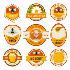 Set labels for honey. Vector template with place for your text