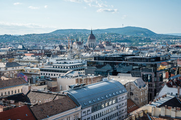 High angle view of the cityscape of Budapest