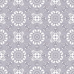 Ethnic floral seamless pattern with mandalas