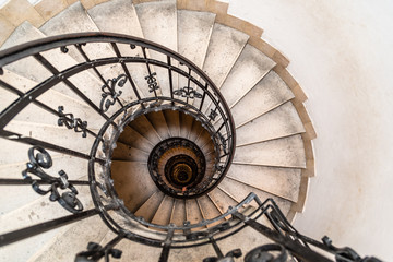 High angle view of spiral staircase