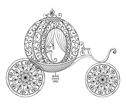 Vintage carriage. Isolated object. Hand drawn vector illustration